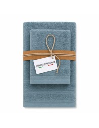Soffio - set Asciugamani Corredo Italiano® 1+1 spugna 650 gr/mq - Acqua