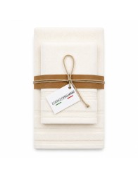 Soffio - set Asciugamani Corredo Italiano® 1+1 spugna 650 gr/mq - Avorio