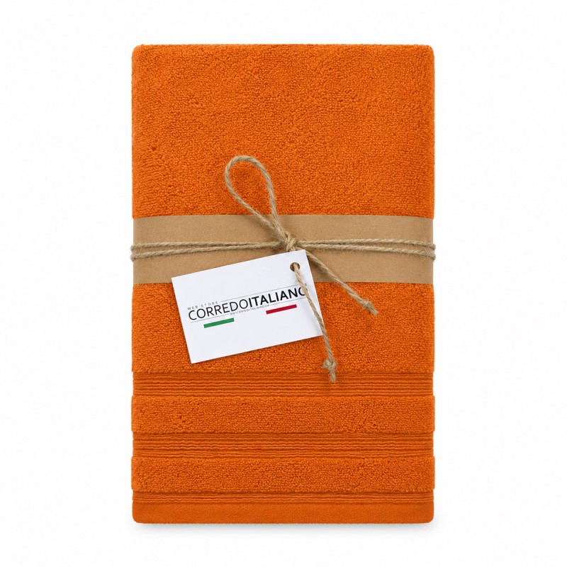 Soffio - set Asciugamani Corredo Italiano® 1+1 spugna 650 gr/mq - Zucca