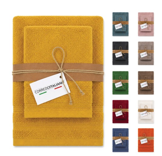 Set Asciugamani 1+1 in Spugna 650 GSM - Soffio - Corredo Italiano