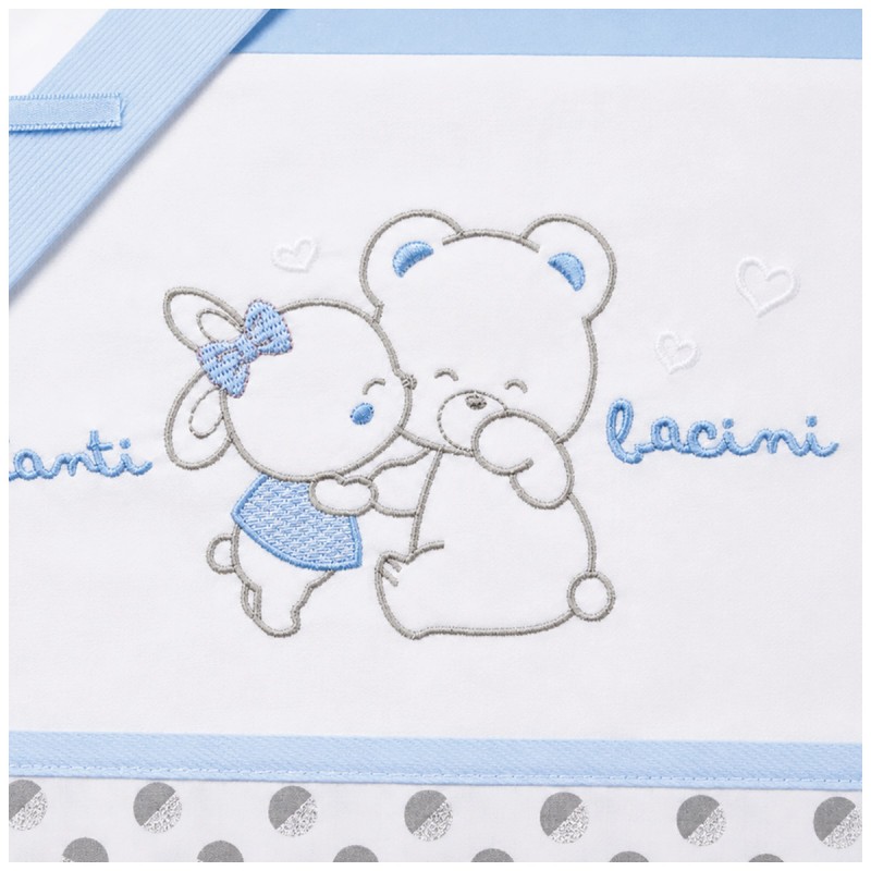 Set lenzuolino lettino neonato in cotone con ricamo Tanti Bacini