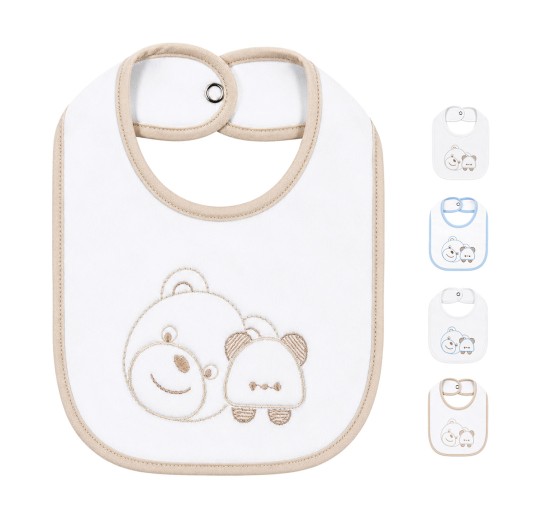 Chenille bib with embroidery and clip - CI1562 - Corredo Italiano