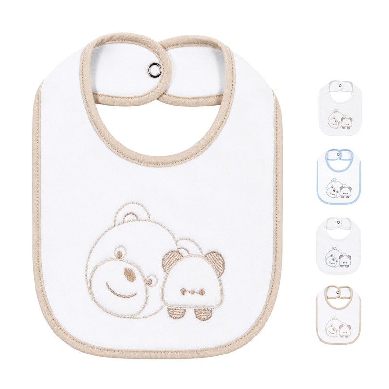 Chenille bib with embroidery and clip - CI1562 - Corredo Italiano
