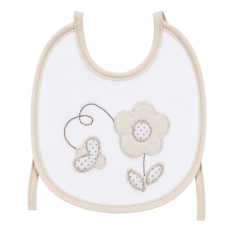 Chenille Baby Bib Embroidered with Little Flower - CI1564 - Corredo Italiano