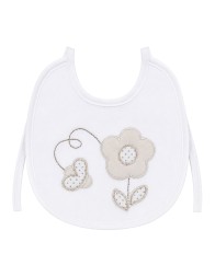 Chenille Baby Bib Embroidered with Little Flower - CI1564 - Corredo Italiano