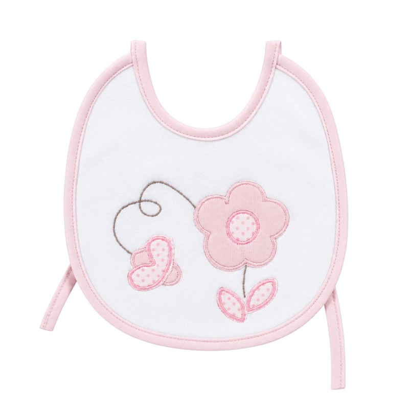Chenille Baby Bib Embroidered with Little Flower - CI1564 - Corredo Italiano