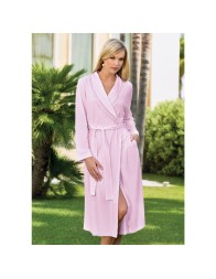 Women’s pink cotton and modal dressing gown with belt