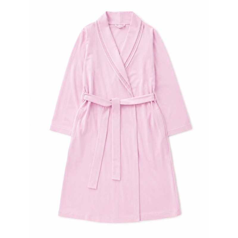 Long sleeve women’s pink cotton modal dressing gown