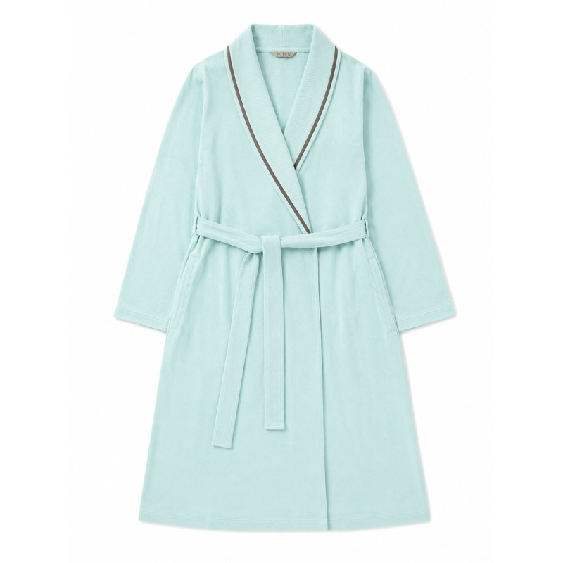 Vestaglia donna verde acqua con bordo plisset e cintura