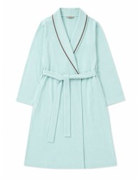 Vestaglia donna verde acqua con bordo plisset e cintura