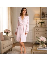 Women’s cotton kimono dressing gown with lace sleeves - 21159 - Lunatica