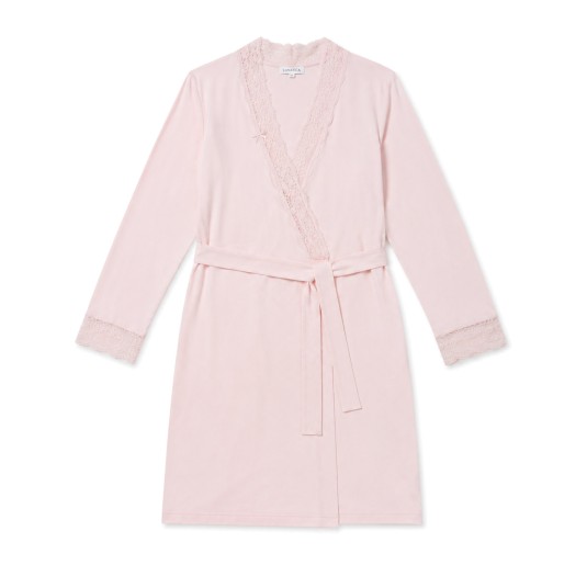 Women’s cotton kimono dressing gown with lace sleeves -... 2