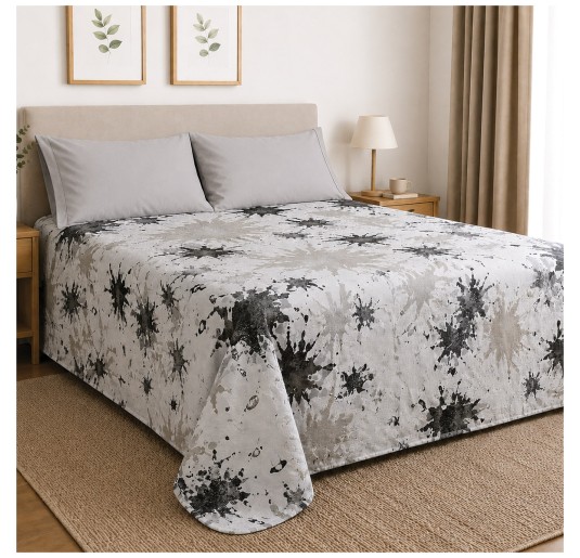 Camera da letto contemporanea con copriletto matrimoniale jacquard italiano