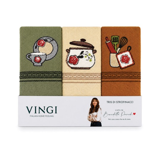 Embroidered cotton dish towels set of 3 kitchen colors 2