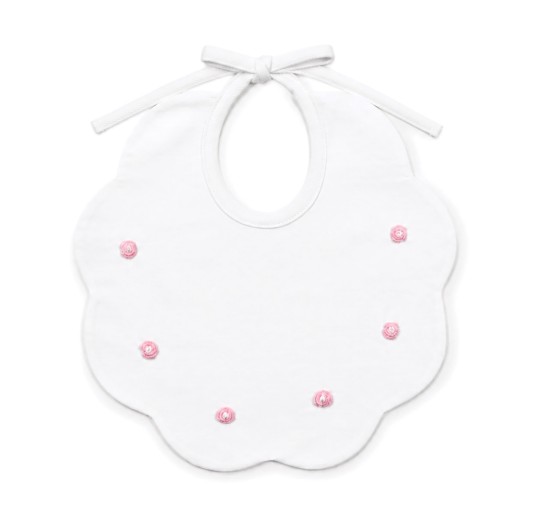 Embroidered bib in pure cotton - 00351RR - Corredo Italiano