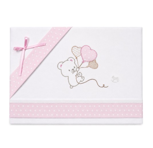 Cotton cradle pram sheet set 3 pieces with teddy embroidery 2