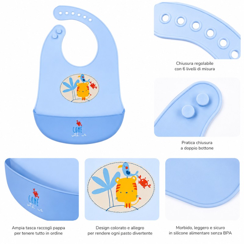 Bavaglino per la pappa in silicone -...