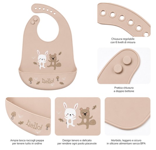 Silicone Feeding Bib - Hello! AD9867TT - Ellepi 2