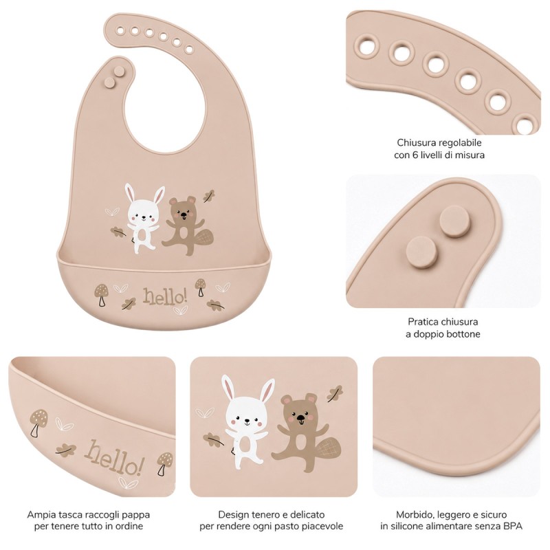 Bavaglino per la pappa in silicone -...