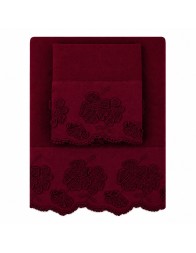 Pure Linen Towel Set with 1 Towel and 1 Guest Towel - Petals - La Fabbrica del Lino