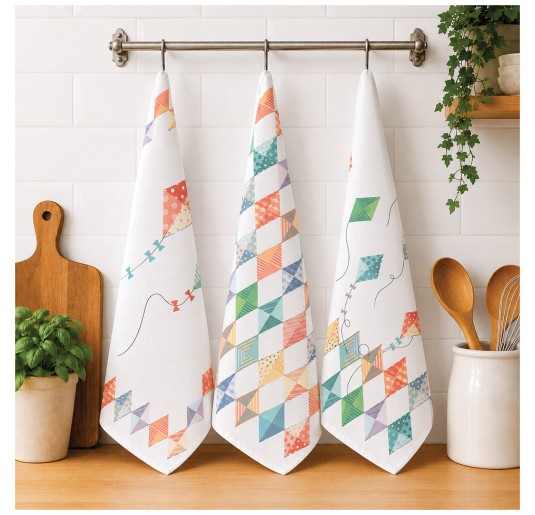 Set di 3 asciugapiatti in puro cotone 50x75 cm - Aquiloni...