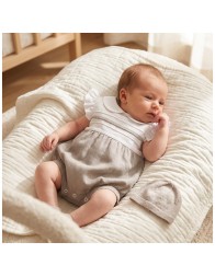 Pagliaccetto neonata estivo in lino e cotone con bottoni automatici