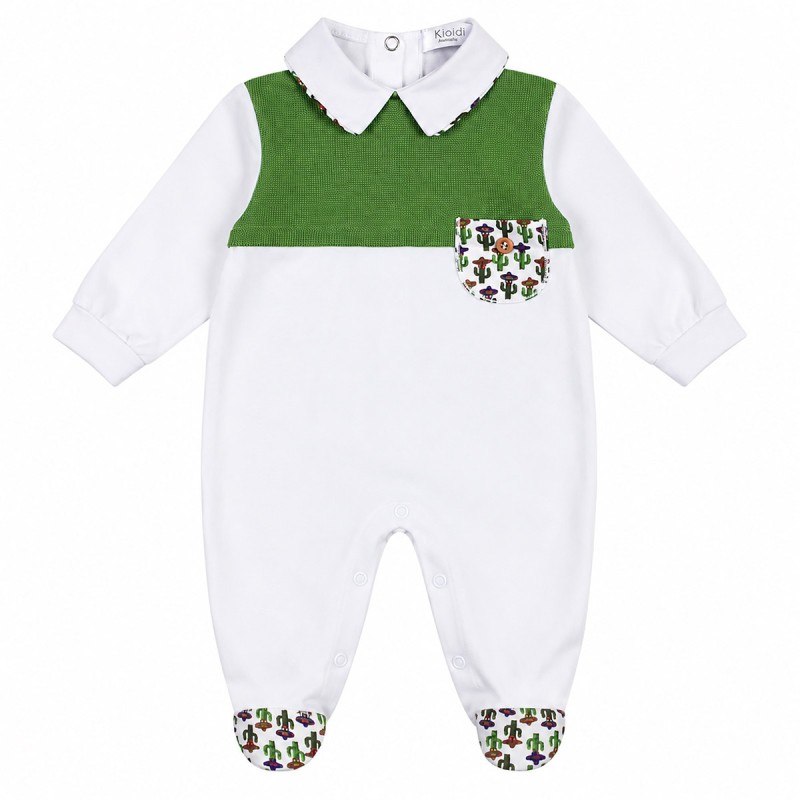 Tutina neonato in cotone jersey con colletto e fantasia cactus Klaiadì