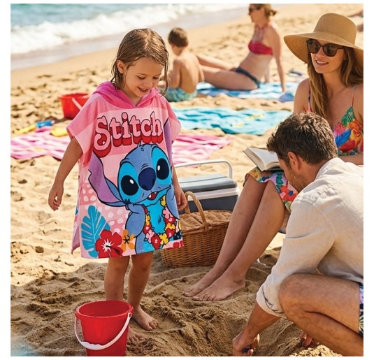 Accappatoio Poncho Micro Terry Fast Dry - Stitch - Disney