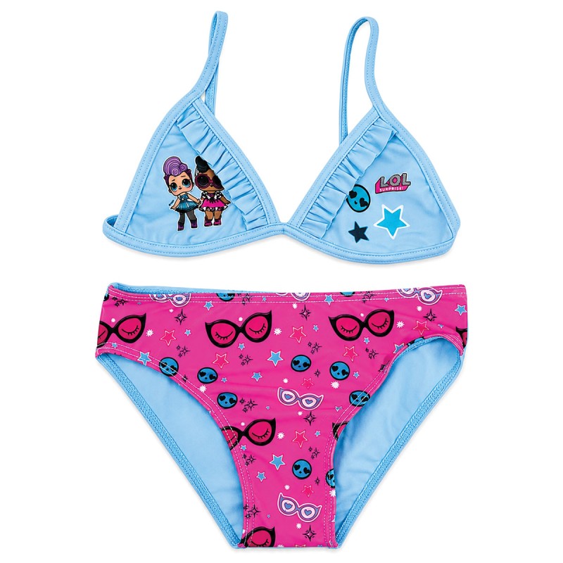 Costume mare bambina 2 pezzi LOL Surprise con top azzurro