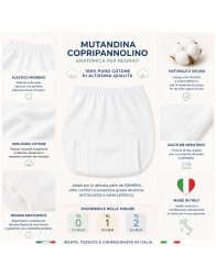 Mutandine copripannolino per neonati in puro cotone - A300 - Corredo Italiano