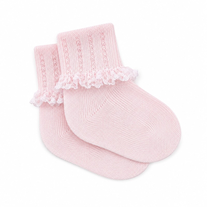 Pure Cotton Baby Socks with Lace Trim...