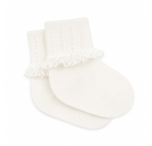Pure Cotton Baby Socks with Lace Trim - CI4107P - Corredo... 2