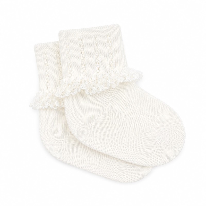 Pure Cotton Baby Socks with Lace Trim...