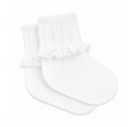 Pure Cotton Baby Socks with Lace Trim - CI4107P - Corredo... 2