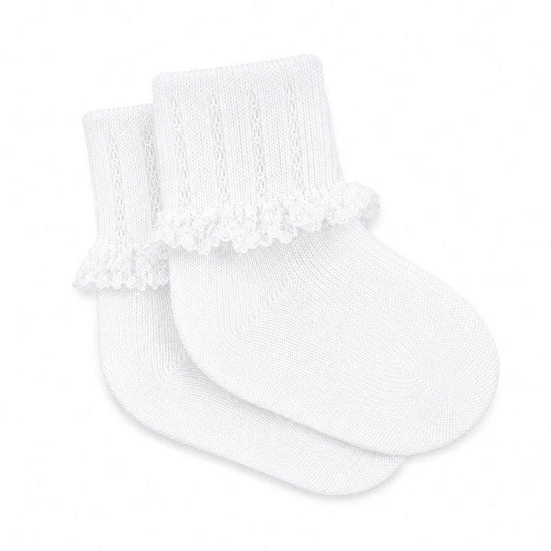 Pure Cotton Baby Socks with Lace Trim...