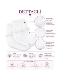 Pure Cotton Baby Socks with Lace Trim - CI4107P - Corredo Italiano
