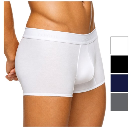 Pack of 3 Perofil men's boxer briefs VPRT00302/3 available in white, black, navy blue, and grey melange.