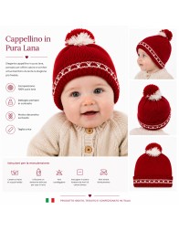 Cappellino neonati in 100% pura lana - 534RS - Mantos