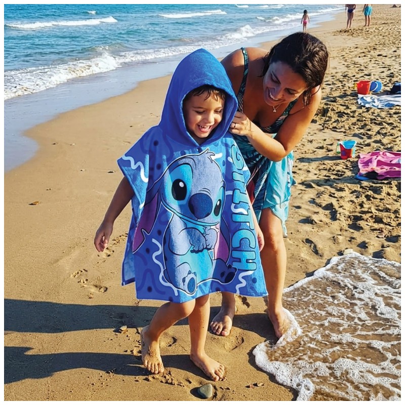 Poncho Micro Terry Fast Dry Blue - Stitch - Disney