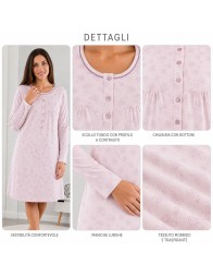 Camicia da notte donna in caldo cotone fantasia floreale - 2527 - Venere