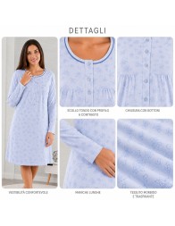 Camicia da notte donna in caldo cotone fantasia floreale - 2527 - Venere