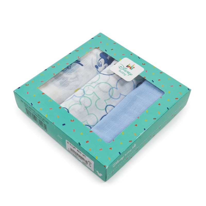 Set of 3 Cotton Muslin Mickey Mouse -...