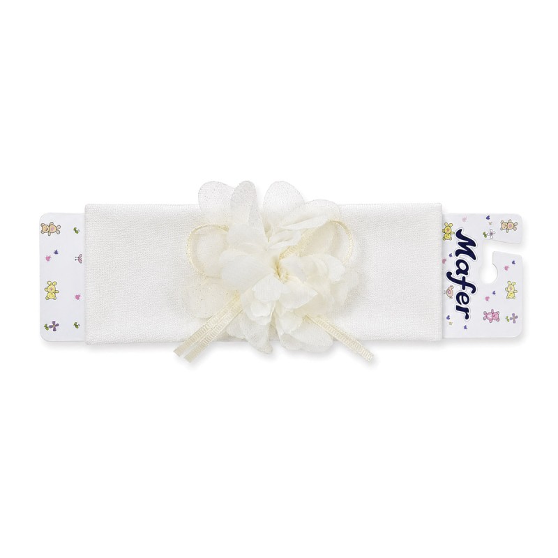 Cream Baby Girl Hair Band with Chiffon Bow Mafer