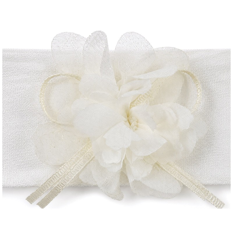 Cream Baby Girl Hair Band with Chiffon Bow Mafer
