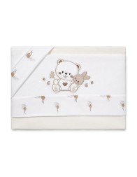 Next to Me crib sheet set in cotton with teddy bear and bunny embroidery Bruco Bruco