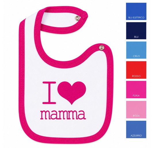 Baby Cotton Bib with Clip Fastening - I Love Mummy