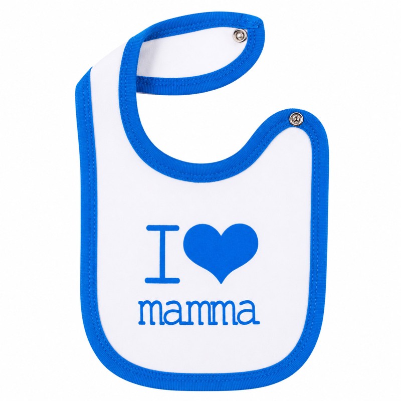 Bavetta I Love mamma con chiusura clip - Azzurro