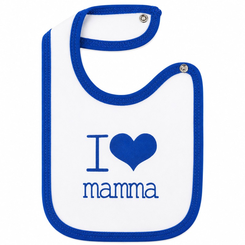 Bavetta I Love mamma con chiusura clip - Blu elettrico