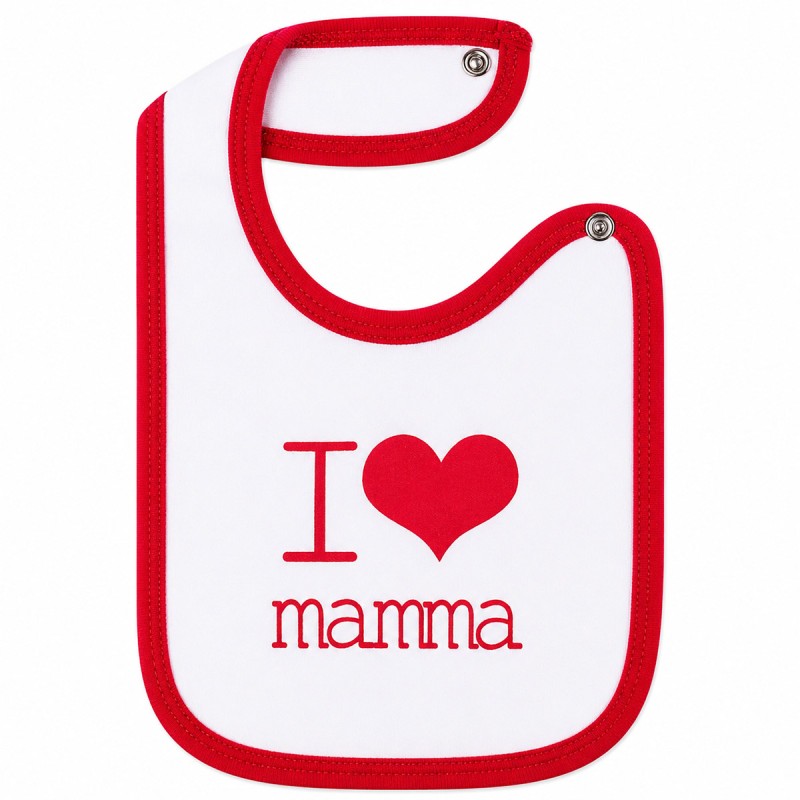 Bavetta I Love mamma con chiusura clip - Rosso