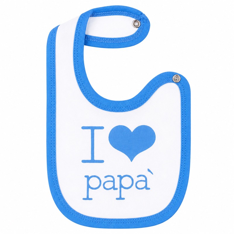 Baby Bib with Clip Fastening - I Love Daddy - Sky Blue